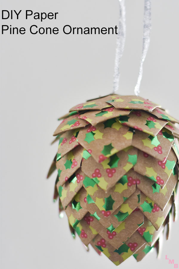 Easy DIY paper pine cone Christmas ornament for cheap! It looks so complex but is really so easy & will definitely impress! Perfect for an ornament exchange!